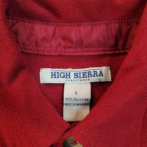 Vintage 80s High Sierra men's red fleece button-up thick flannel, soft size L - Picture 5 of 11